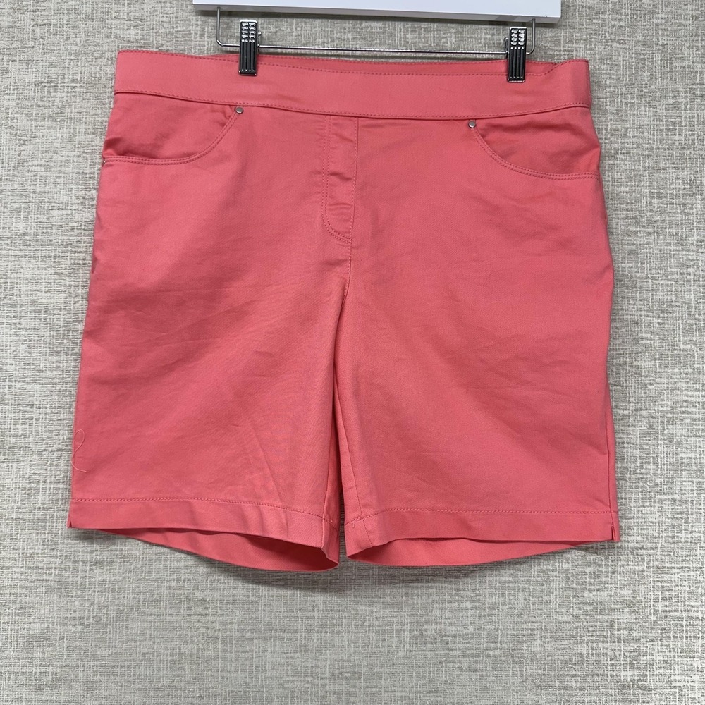 Coral Bay Shorts Womens 12P Coral Pink Chino Pull On Stretch Pockets Petites